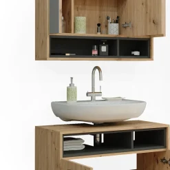 Badmöbel-Set Beatrice Artisan-Eiche 2 Teile Vicco