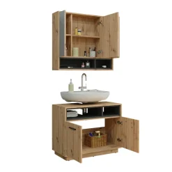 Badmöbel-Set Beatrice Artisan-Eiche 2 Teile Vicco