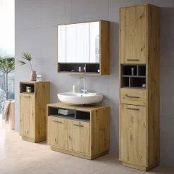 Badmöbel-Set Beatrice Artisan-Eiche 4 Teile Vicco