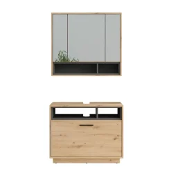 Badmöbel-Set Beatrice Artisan Eiche/Anthrazit 2 Teile Vicco