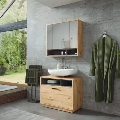 Badmöbel-Set Beatrice Artisan Eiche/Anthrazit 2 Teile Vicco