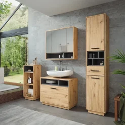 Badmöbel-Set Beatrice Artisan Eiche/Anthrazit Set 4 Vicco