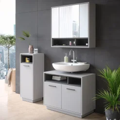 Badmöbel-Set Beatrice Grau 3 Teile Vicco