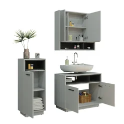 Badmöbel-Set Beatrice Grau 3 Teile Vicco