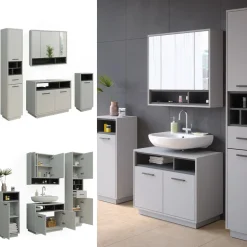 Badmöbel-Set Beatrice Grau 4 Teile Vicco