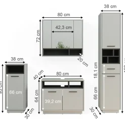 Badmöbel-Set Beatrice Grau 4 Teile Vicco