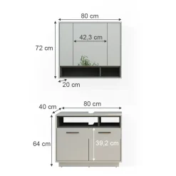 Badmöbel-Set Beatrice Grau 2 Teile Vicco