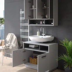 Badmöbel-Set Beatrice Grau 2 Teile Vicco