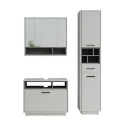 Badmöbel-Set Beatrice Grau/Anthrazit 3 Teile mit Hochschrank Vicco