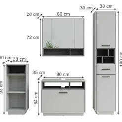Badmöbel-Set Beatrice Grau/Anthrazit Set 4 Vicco