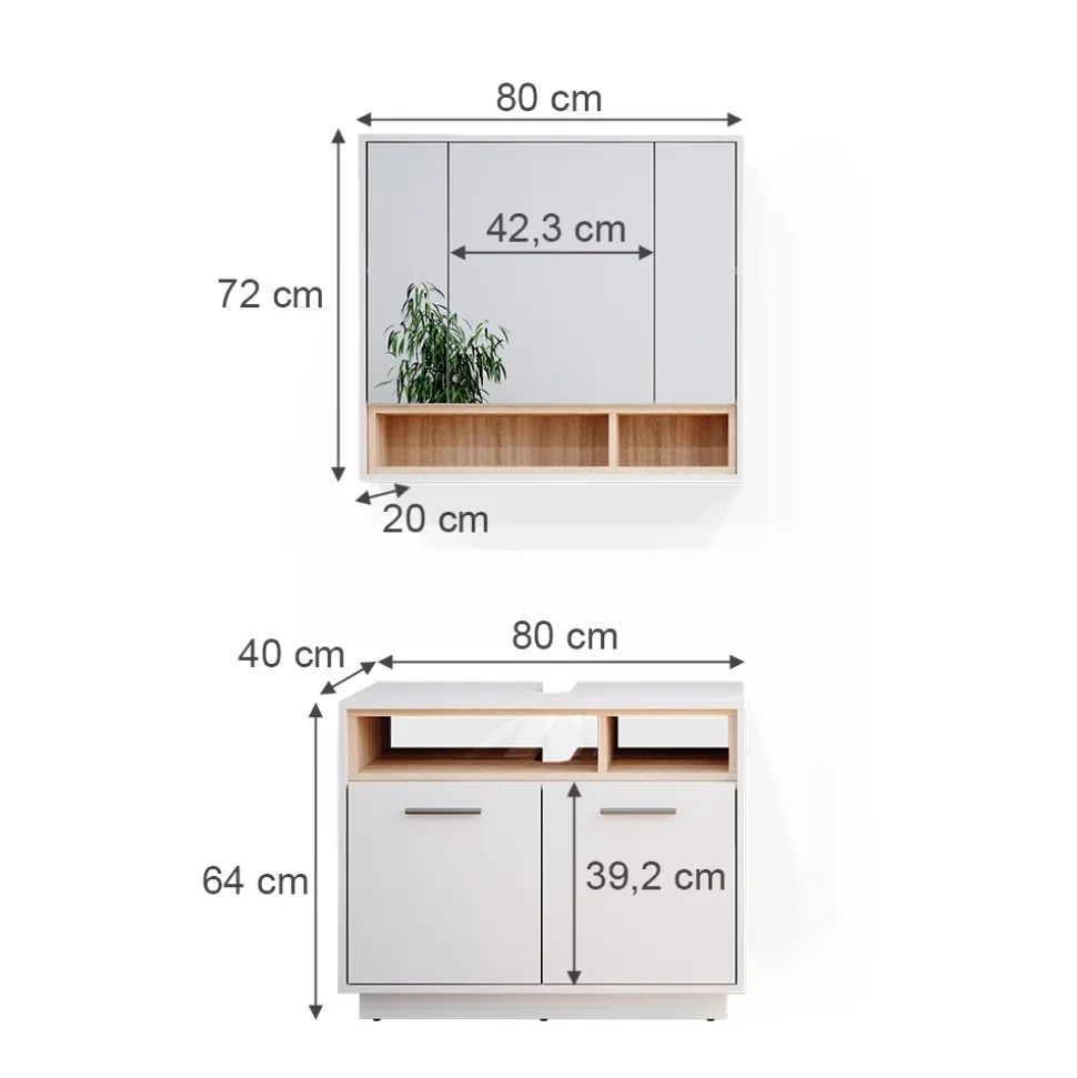 Badmöbel-Set Beatrice Weiß 2 Teile Vicco