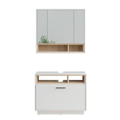 Badmöbel-Set Beatrice Weiß/Sonoma 2 Teile Vicco
