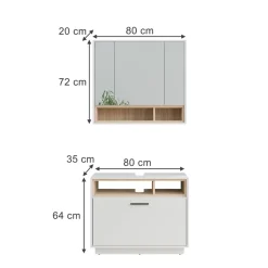 Badmöbel-Set Beatrice Weiß/Sonoma 2 Teile Vicco