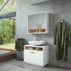 Badmöbel-Set Beatrice Weiß/Sonoma 2 Teile Vicco