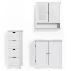 Badmöbel-Set Bianco Weiß 3 Teile Vicco