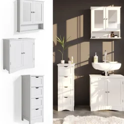 Badmöbel-Set Bianco Weiß 3 Teile Vicco