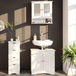 Badmöbel-Set Bianco Weiß 3 Teile Vicco