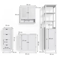 Badmöbel-Set Bianco Weiß 4 Teile Vicco