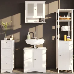 Badmöbel-Set Bianco Weiß 4 Teile Vicco