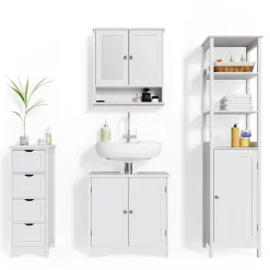 Badmöbel-Set Bianco Weiß 4 Teile Vicco