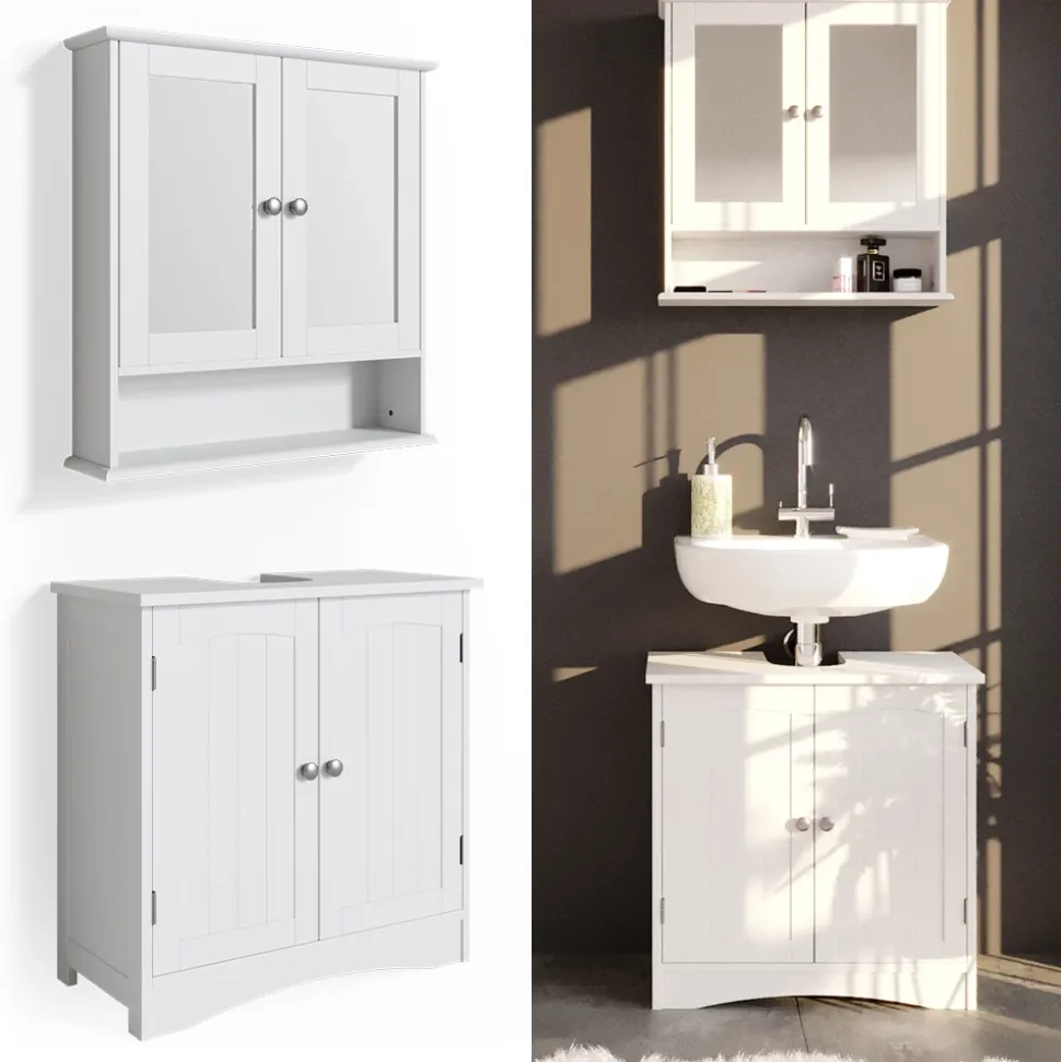 Badmöbel-Set Bianco Weiß 2 Teile Vicco