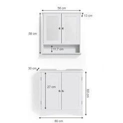 Badmöbel-Set Bianco Weiß 2 Teile Vicco