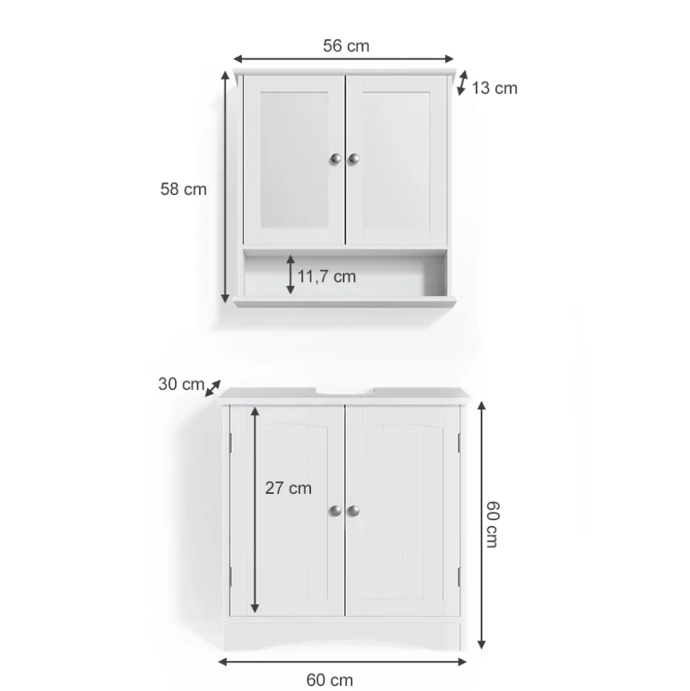 Badmöbel-Set Bianco Weiß 2 Teile Vicco