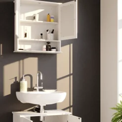 Badmöbel-Set Bianco Weiß 2 Teile Vicco