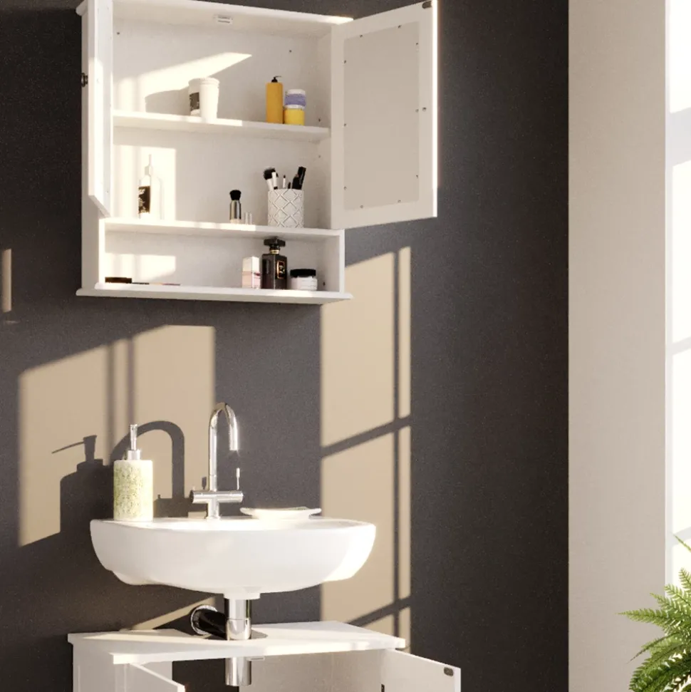 Badmöbel-Set Bianco Weiß 2 Teile Vicco