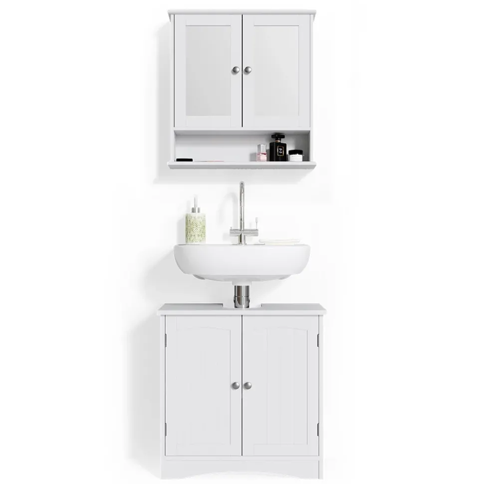 Badmöbel-Set Bianco Weiß 2 Teile Vicco