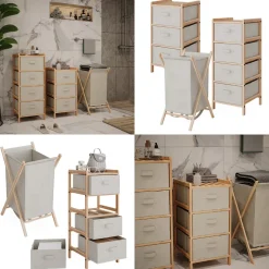 Badmöbel-Set Bruno Beige 3 Teile Vicco