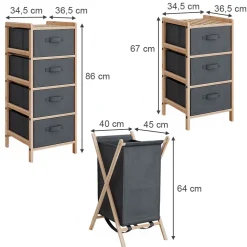 Badmöbel-Set Bruno Grau 3 Teile Vicco