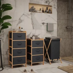 Badmöbel-Set Bruno Grau 3 Teile Vicco