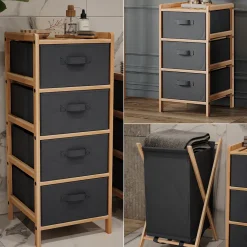 Badmöbel-Set Bruno Grau 3 Teile Vicco