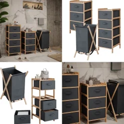 Badmöbel-Set Bruno Grau 3 Teile Vicco