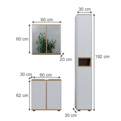 Badmöbel-Set Didi Weiß/Artisan 3 Teile mit Hochschrank Vicco