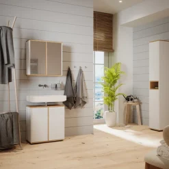 Badmöbel-Set Didi Weiß/Artisan 3 Teile mit Hochschrank Vicco