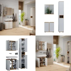 Badmöbel-Set Didi Weiß/Artisan 3 Teile mit Hochschrank Vicco