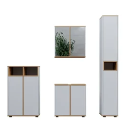 Badmöbel-Set Didi Weiß/Artisan 4 Teile, mit Hochschrank und Midischrank mit Türen Vicco