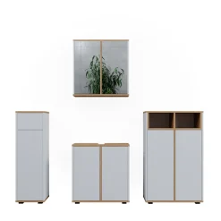 Badmöbel-Set Didi Weiß/Artisan 4 Teile mit zwei Midischränken Vicco