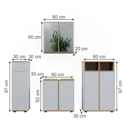 Badmöbel-Set Didi Weiß/Artisan 4 Teile mit zwei Midischränken Vicco