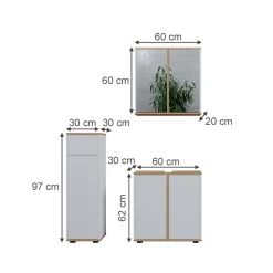 Badmöbel-Set Didi Weiß/Artisan 3 Teile, Midischrank mit mit Schubladen 60 cm Vicco