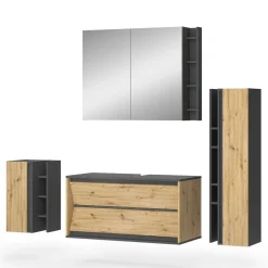 Badmöbel-Set Edelin Anthrazit/Artisan 4 Teile Vicco