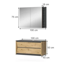 Badmöbel-Set Edelin Anthrazit/Artisan 2 Teile Vicco