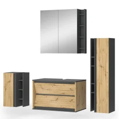 Badmöbel-Set Edelin Anthrazit/Artisan 4 Teile Vicco