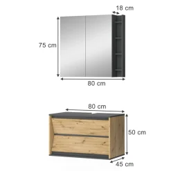 Badmöbel-Set Edelin Anthrazit/Artisan 2 Teile Vicco