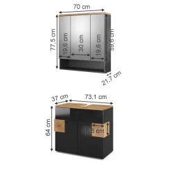 Badmöbel-Set Eden Anthrazit 2 Teile Vicco