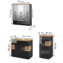 Badmöbel-Set Eden Anthrazit 3 Teile Vicco