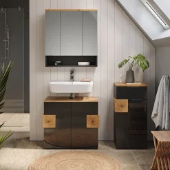 Badmöbel-Set Eden Anthrazit 3 Teile Vicco