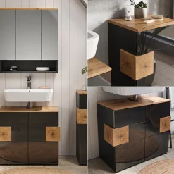 Badmöbel-Set Eden Anthrazit 3 Teile Vicco